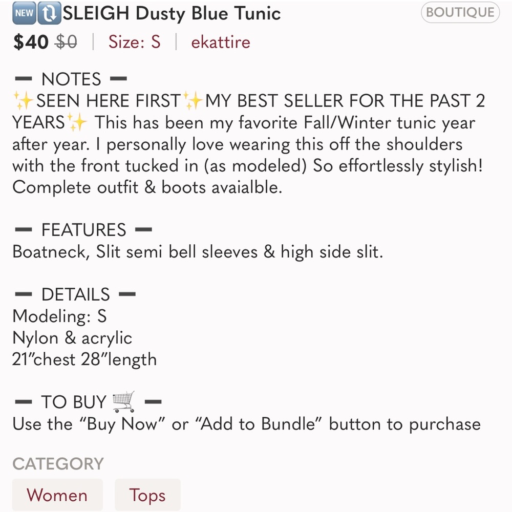 🆕🔃SLEIGH Dusty Blue Tunic - Picture 8 of 10